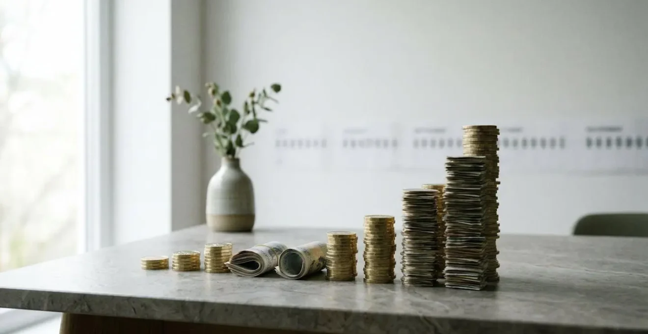 Long-term investment growth visualization showing the journey from ten thousand to fifty thousand pounds over twenty years