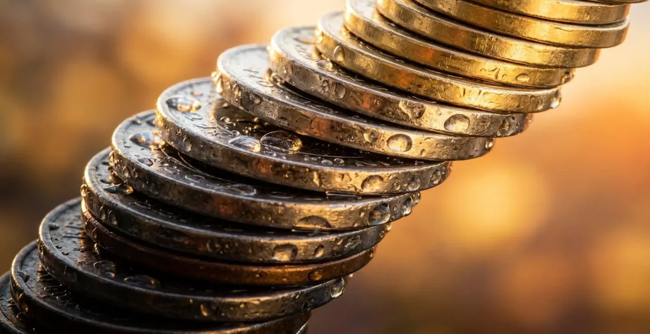 Time-lapse style visualization of wealth growth through compound interest