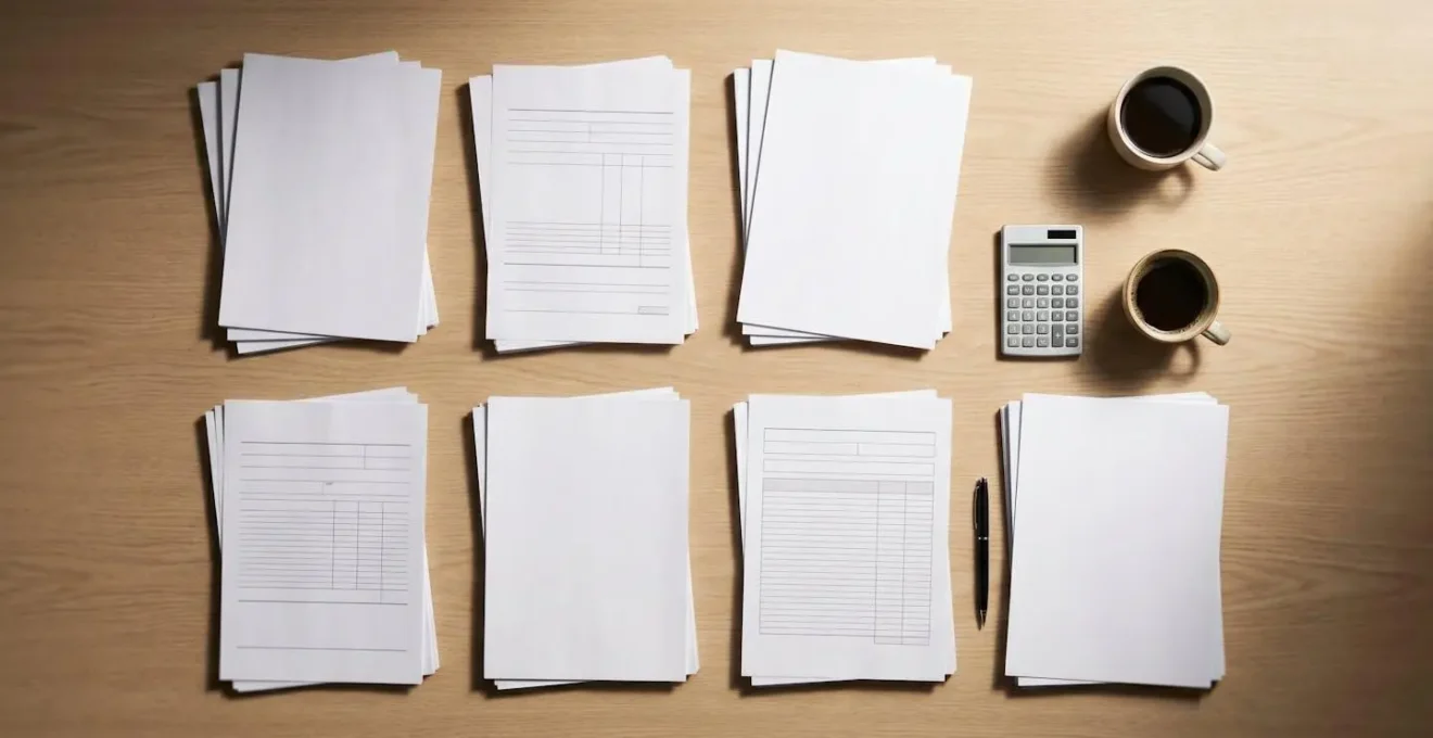 Organized financial documents and calculator showing deposit allocation strategy across multiple accounts