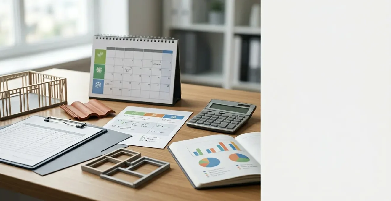 Strategic property maintenance financial planning concept with investment tools and annual budgeting framework