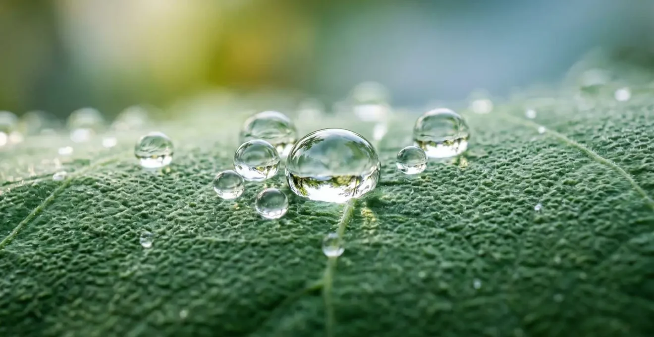 A close-up of water droplets on a leaf, symbolizing the transient value of uninvested cash and the opportunity cost it represents.