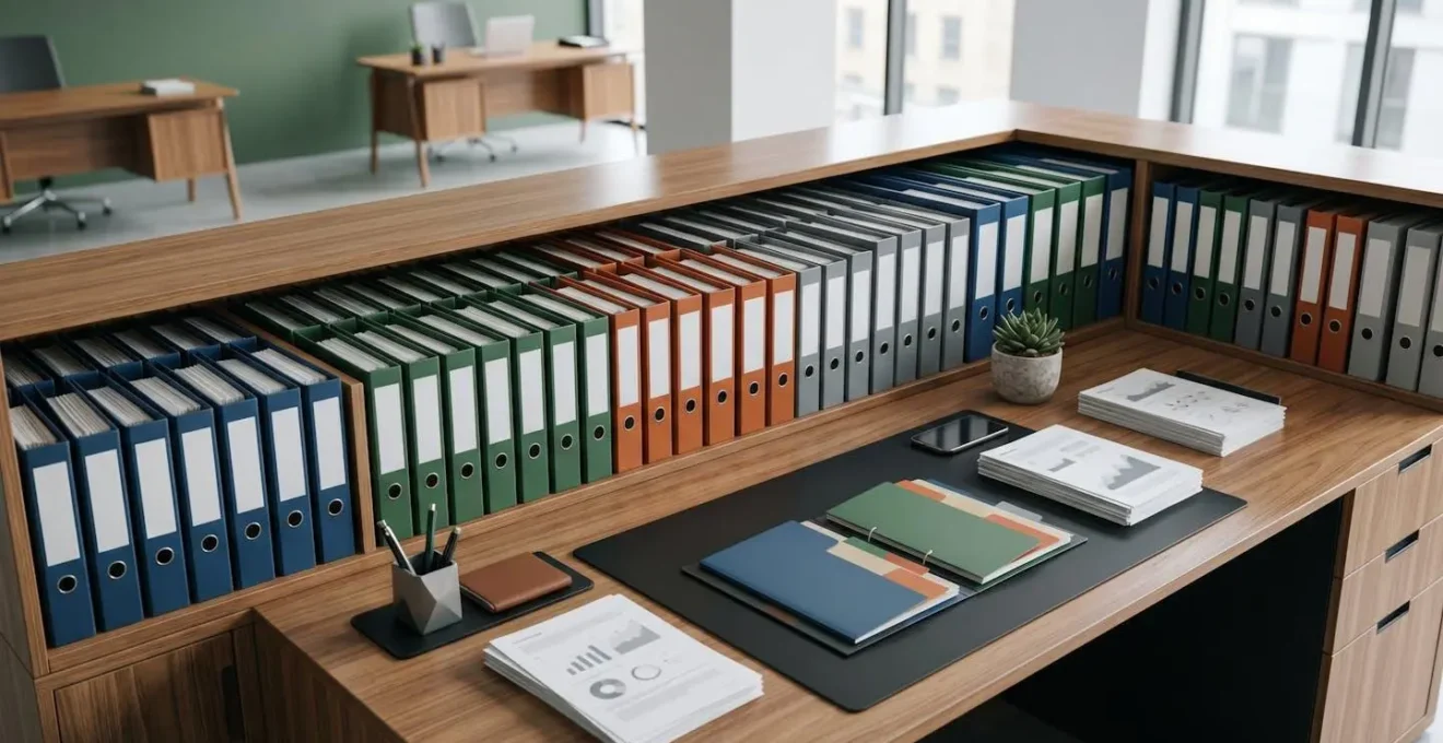 Well-organized property compliance system with neat filing arrangement for UK landlord documentation