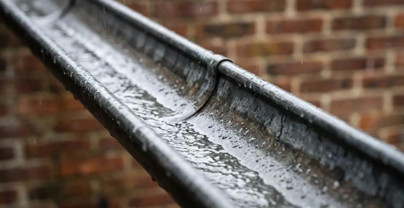 Clean well-maintained gutter system on UK residential property