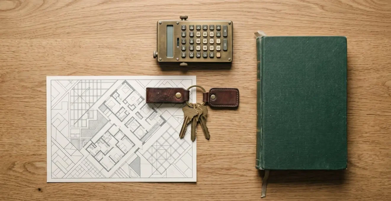 Investment property assessment materials on planning table