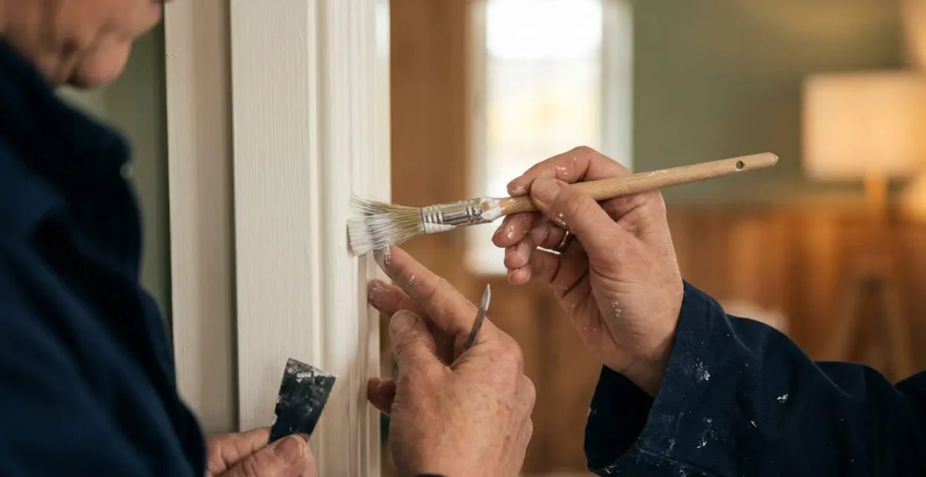 Close-up detailed view of professional property maintenance work showing quality craftsmanship in UK rental home