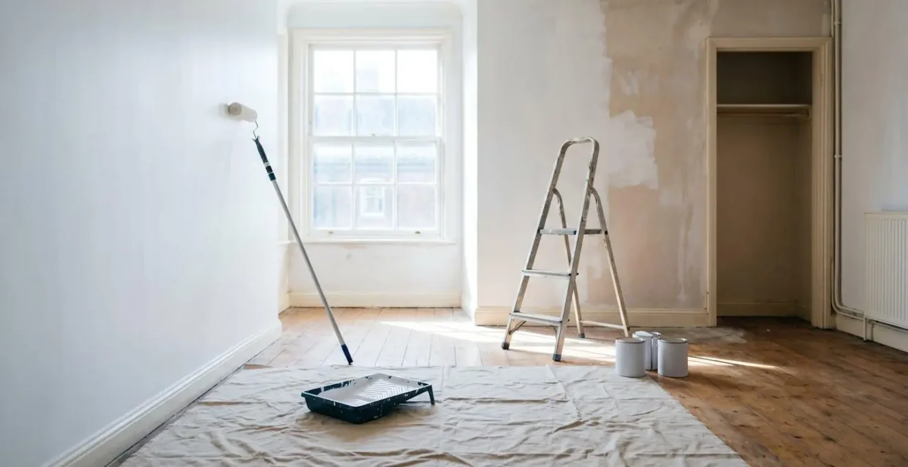 Property renovation in progress showing efficient turnover process with fresh paint and modern upgrades between tenancies