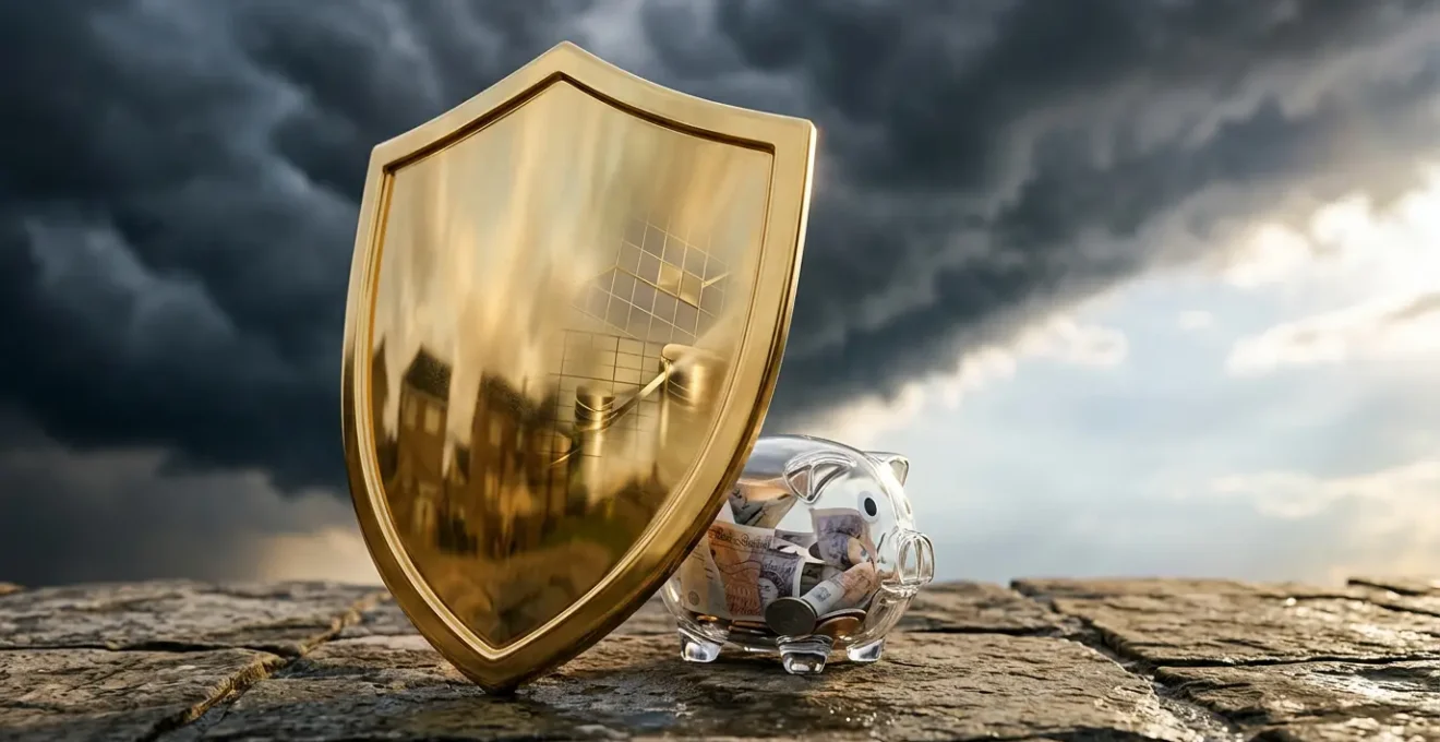 Investment strategy visualization showing protection of savings against inflation with diverse asset allocation