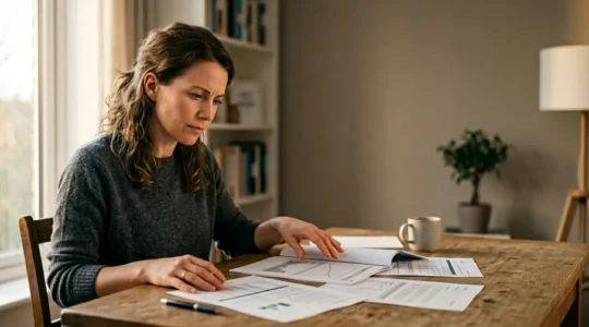 Real estate investor analyzing property expenses and calculating true net yield on rental investment