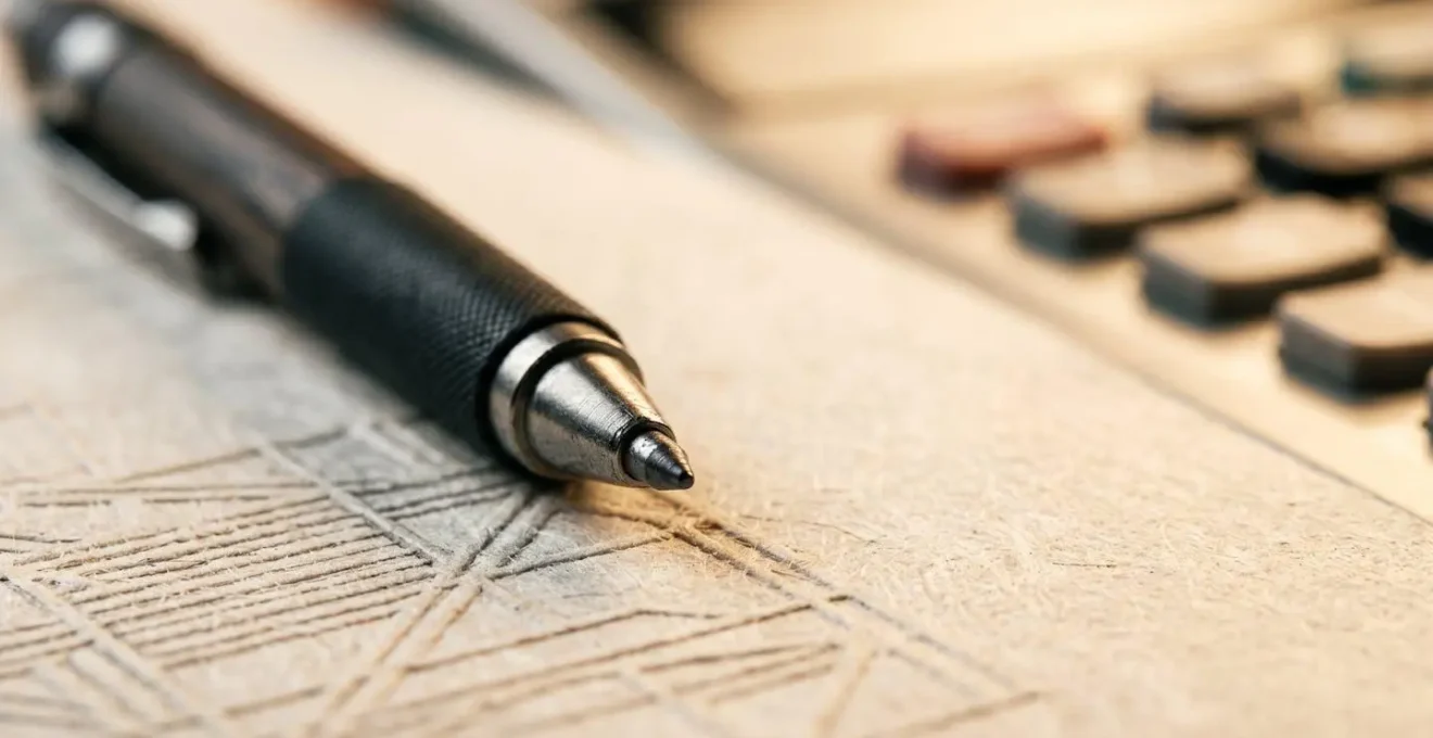 Close-up view of financial planning tools and calculations