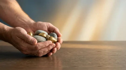 Financial security concept showing hands protecting capital with stable returns