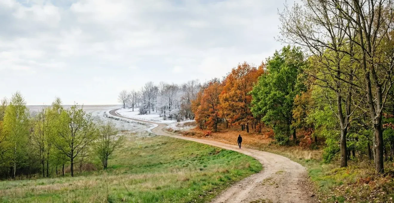 Professional editorial photograph depicting a long-term financial planning concept through the passage of time and life stages